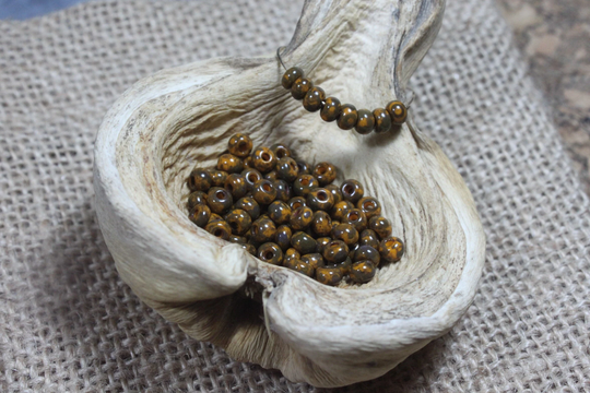 6/0 Opaque Mustard Picasso Czech Seed Bead | 10G | B0053, Bead, Size 6 Seed Orange Beads, Picasso Bead