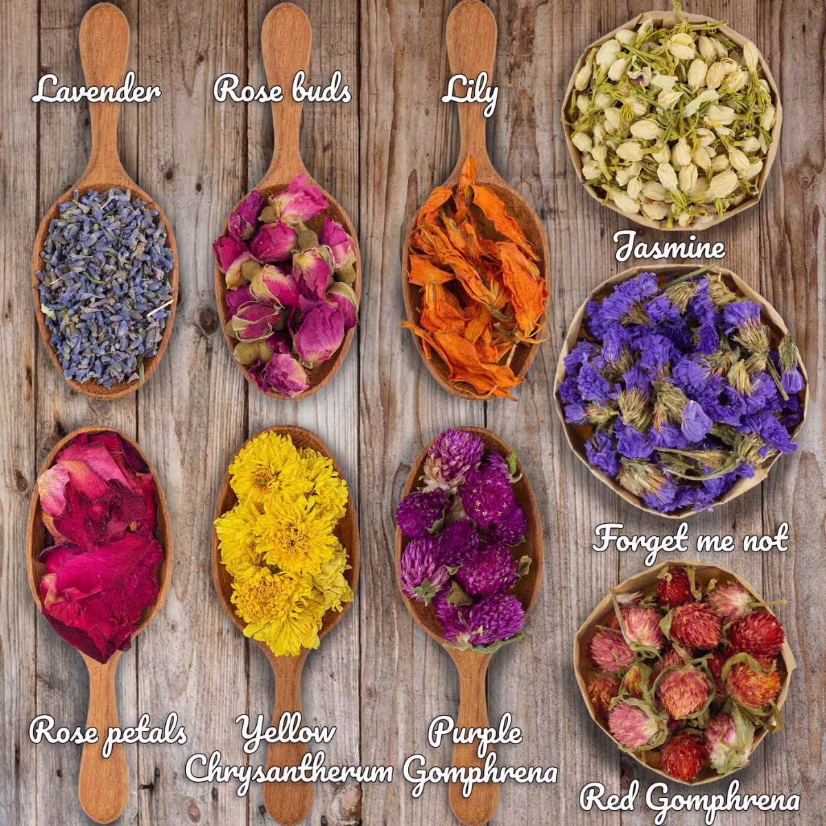 9 Varieties Dried Flowers & Herbs Kit Natural Organic Collection For Soap Making Candle Making, Resin Jewelry Bath Bombs