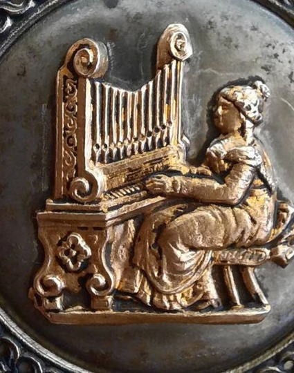 1 Button St Cecilia At The Organ Rare Antique Large 4.3cm Diameter. | Bbb 569 No18