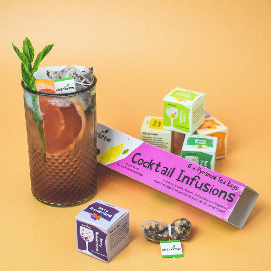 6 Premium Cocktail Botanical Herb Infusion Pyramid Teabags - Unique Blends