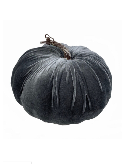 Velvet Pumpkin Seasonal Decoration Grey 24 X 15cm