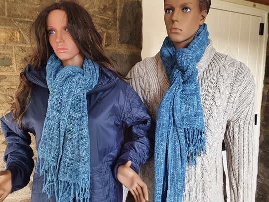 Natural Indigo Dyed Organic & 100% Khadi Slub Cotton Scarf - 200cm X 60cm