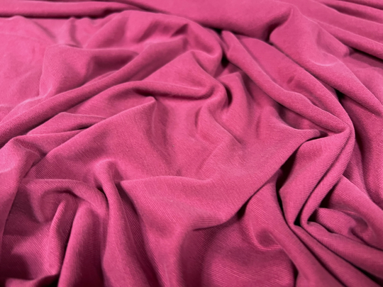 Powder Touch Single Jersey Dress Fabric With Comfort Stretch, Per Metre - Plain Dark Fuchsia