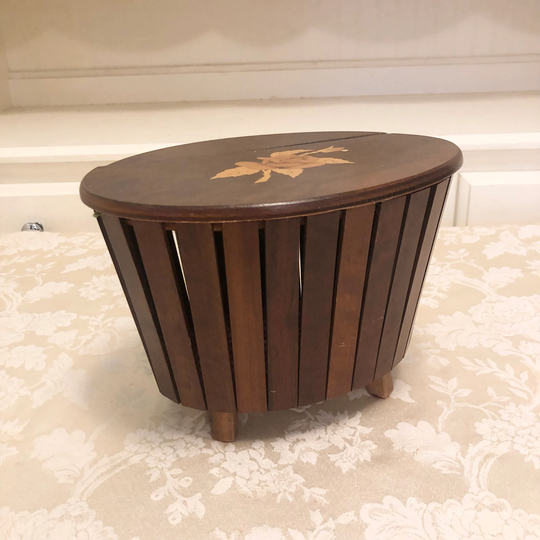 Brazil Wooden Storage Sewing Box Thread Organization Rustic Wood Solid With Brass Hardware & Built in Needle Cusion