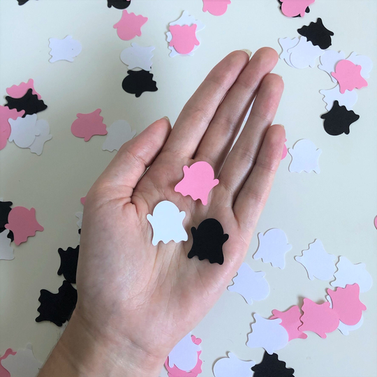 Ghost Table Confetti | Halloween Seasonal Party Decorations Pink White Black Theme Decor Dessert Gift Tables