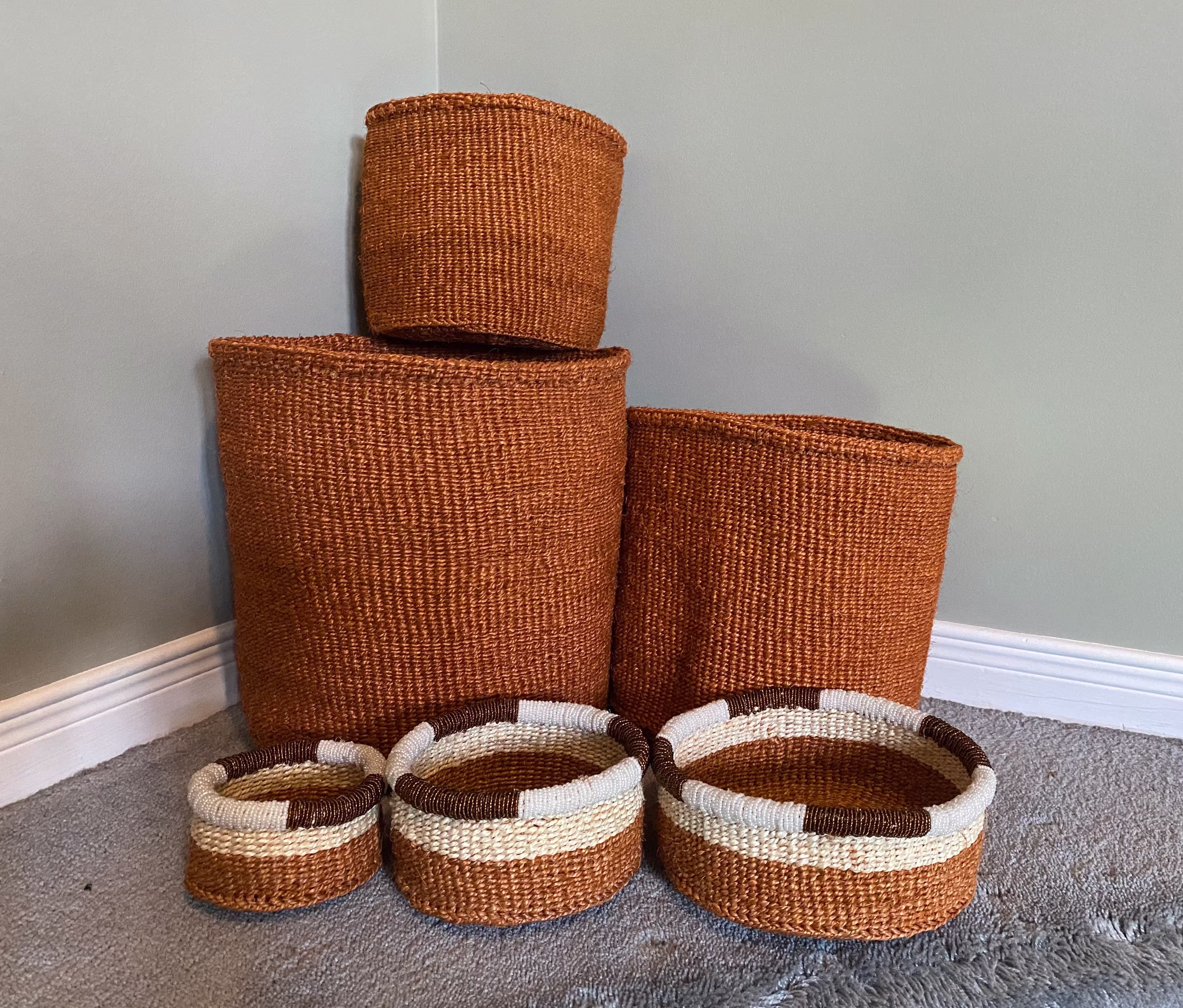Organizer Basket, Decorative Basket, Natural Earth Storage Sisal Woven Box Basket Housewarming Gift, Gardening
