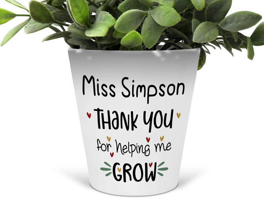 Personalised Teacher Flower Pot, Custom Gift Plant Planter, Nursery Appreciation Gift, Thank You Present Ta Assistant