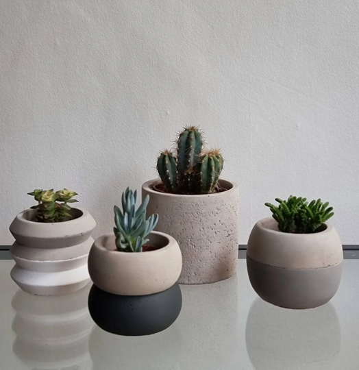 Monochrome Planter Plant Pots | Concrete Cement Mini 8cm For 6cm Plant Small 11cm 9cm Light Grey, Dark Grey White, Black
