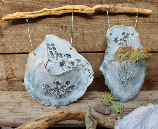 Ceramic And Drift Wood Wall Planter