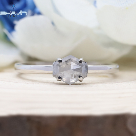 14K & 18K, Gold Ring, Geometric Diamond, Salt & Pepper Natural Diamond Engagement Wedding Bjr-60