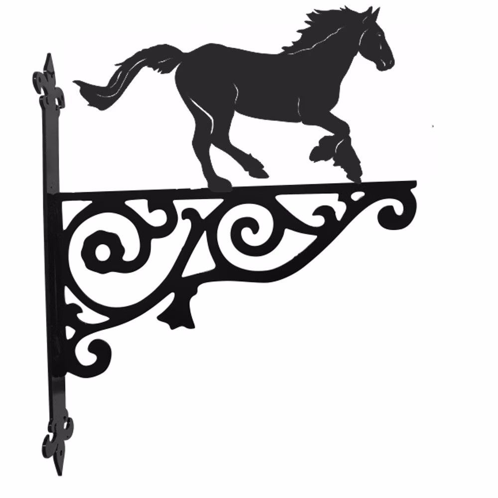 Cob Ornamental Hanging Bracket - Contemporary Hanging Basket Wall Mounted Decorative Garden Black