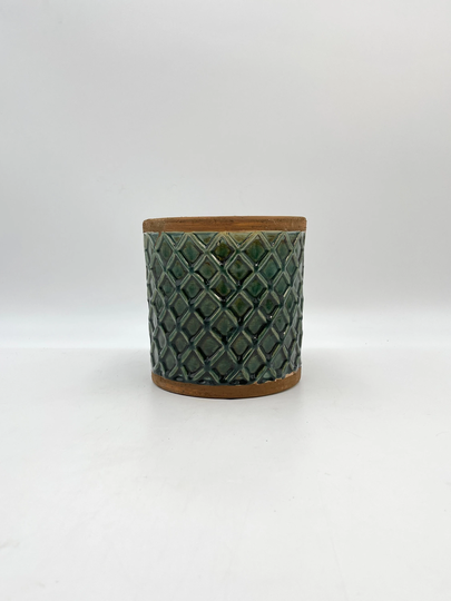 Liam Plant Pot, Handmade Glazed Green, D17cm, Green Houseplant Pot, Housewarming Plant Christmas Gift