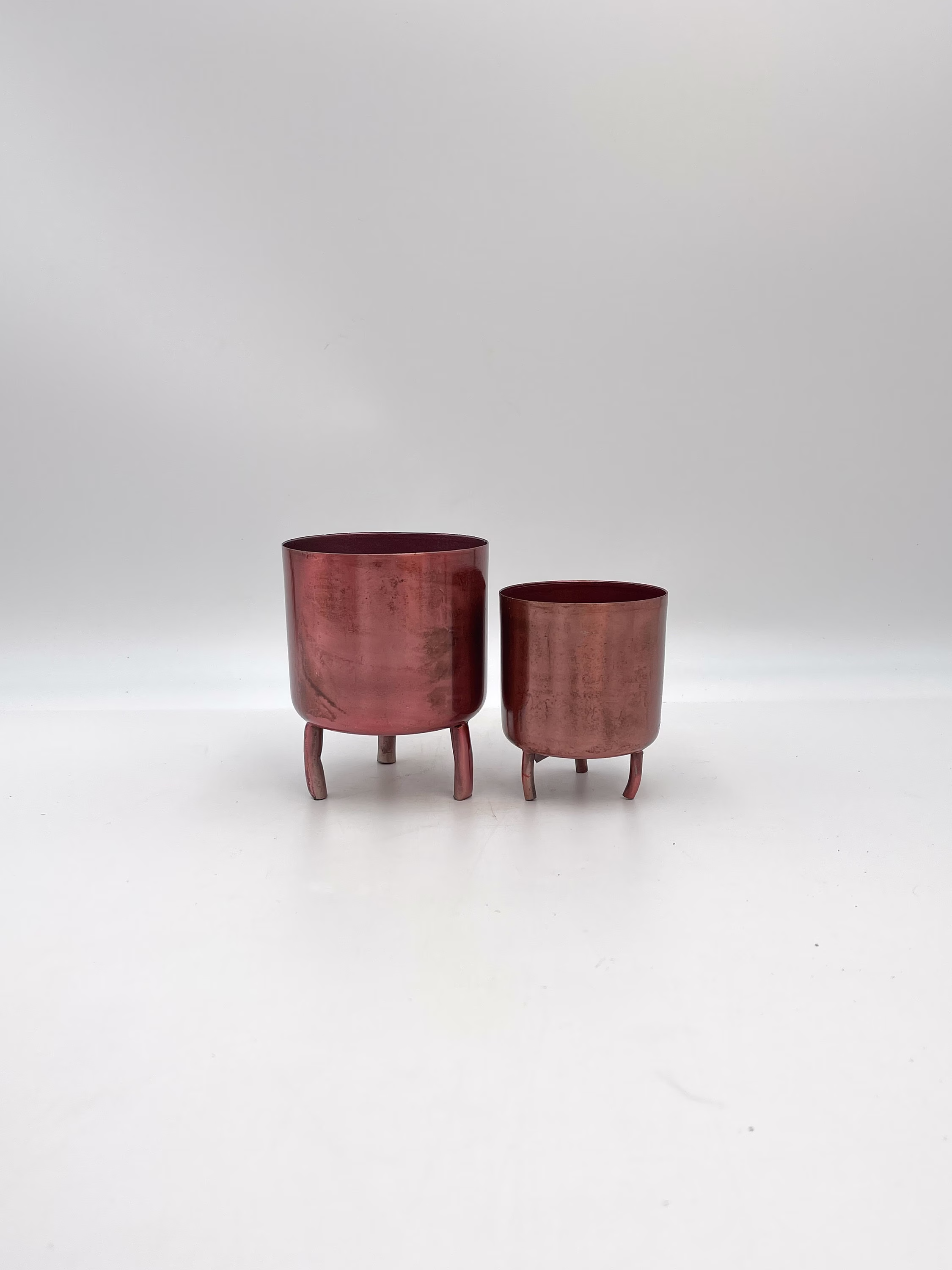 Rose Gold Metal Plant Pot, Houseplant Pot, Metal 11 cm, 8 cm Diameter Plant Pot