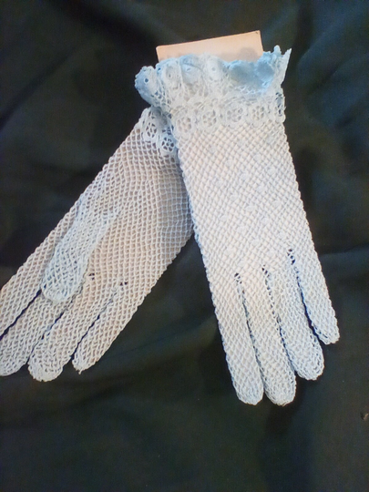Powder Blue Crocheted Gloves One Size