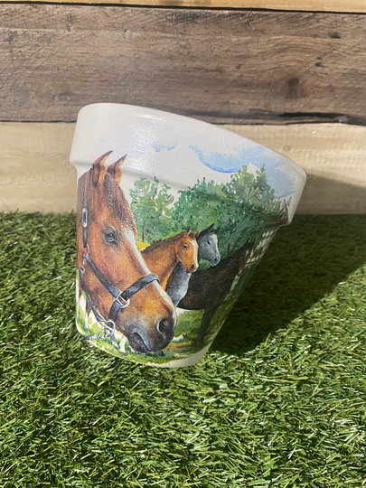 Horse Plant Pot, Decoupaged Horse Lover Gift, Horse, Birthday Gift
