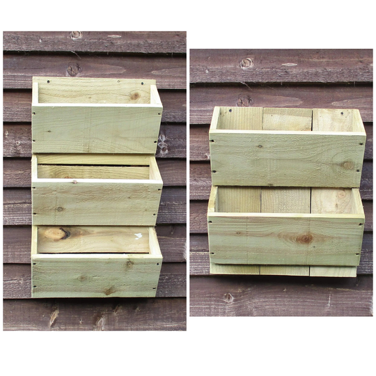 Wooden 2 Tier Or 3 Wall Mounted Flower, Herb, Strawberry, Bulb Planter