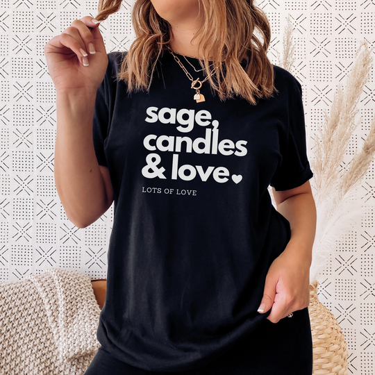 Self Love T Shirt Sage Candles & Spiritual Shamanic Plant Medicine Healing Energy Clearing Protection