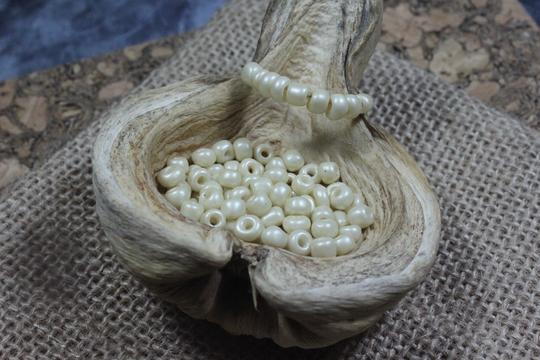 6/0 Bake Painted Vanilla Beige Seed Bead Irregular | 10G | B0066, Beige Seed Bead, Irregular Form Beads, Glass Beads