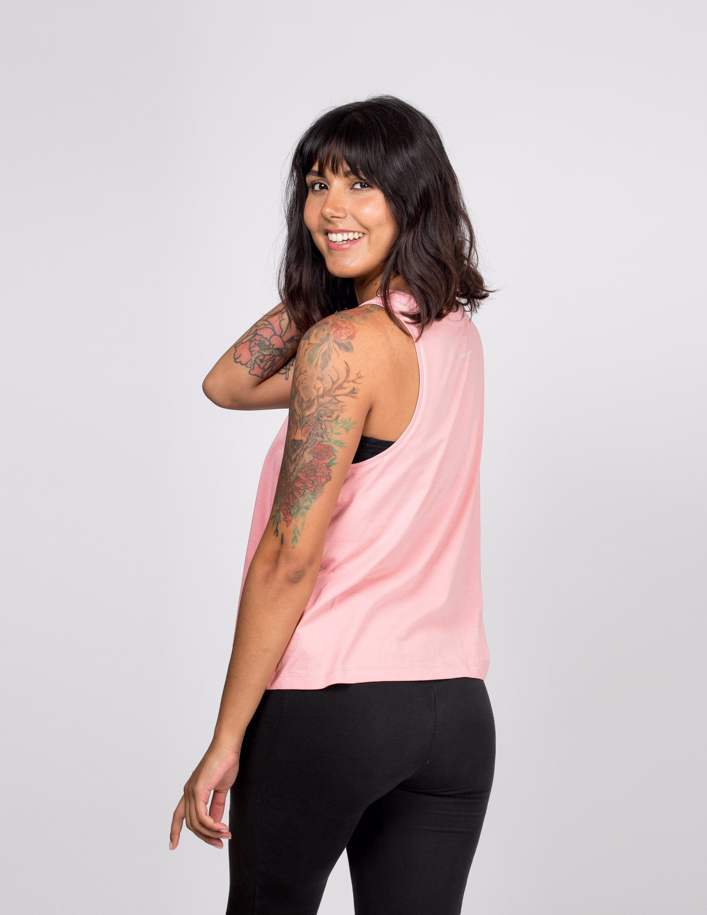 Organic Cotton Pink Women's Tank Top, Cropped Tank, Relaxed Fit Tank Top