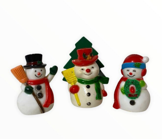 Vintage Christmas Snowmen Salt Pepper Plus Napkin Holder