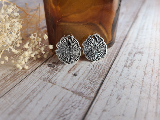 Artisan Fine Silver Hibiscus Flower Earring Charms | Pair Findings Components One