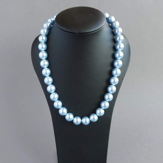 Chunky Light Blue Pearl Necklace - Pale Pearls Powder Mother Of The Bride/Groom Jewellery Swarovski Wedding Necklaces