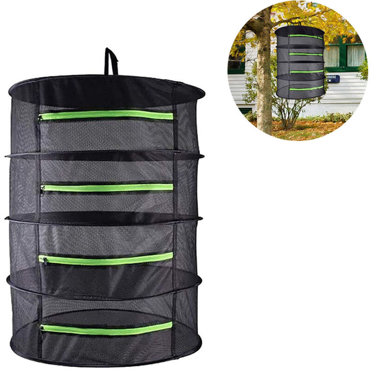 4 Layers Mesh Plant Drying Net Hanging Folding Net Black Herbal Drying Net With Zipper Herb Dryer Black