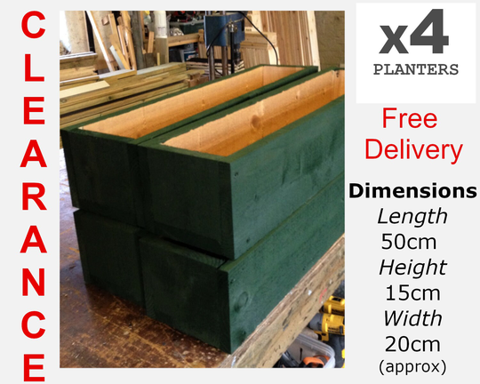 Clearance Sale - 4 X Garden/Window Box Planters Painted Cuprinol Forest Green | While Stocks Last