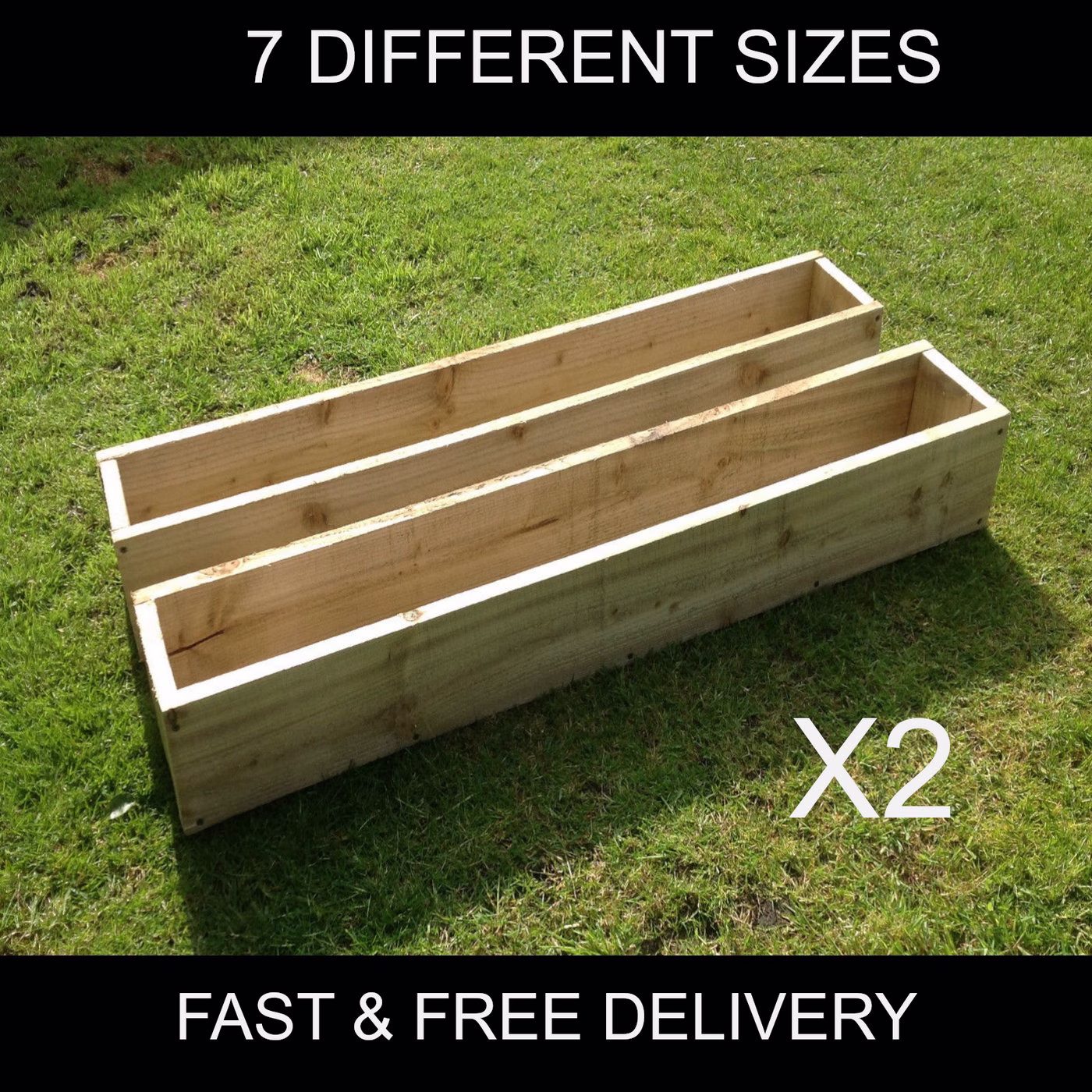 Choose A Size - 2 X Wooden Garden/Herb Planters. Delivered To Your Door Ready Assembled Fast&free Delivery