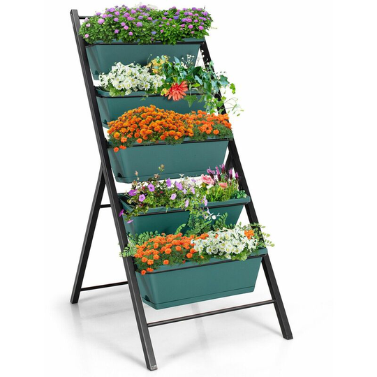 Costway - 5-Tier Vertical Raised Garden Bed Freestanding Garden Planter 5 Container Boxes