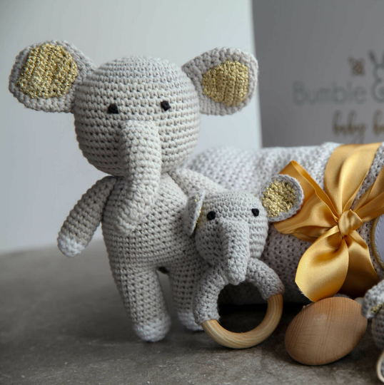 Organic Elephant Toy Baby Gift Set