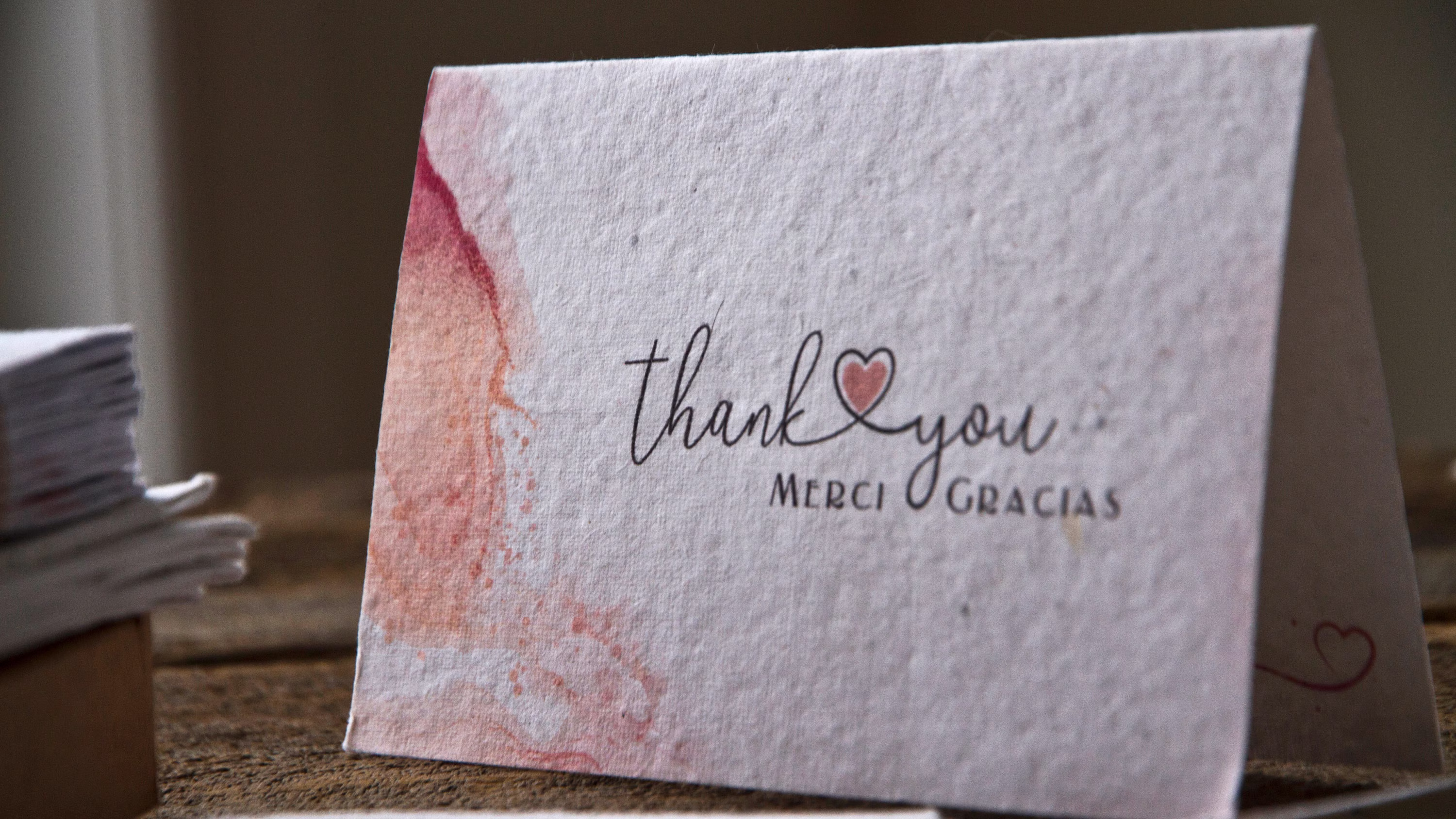 Set Of 10 Handmade Seeded Plantable Thank You-Merci-Gracias -Cards With Seeded Envelope Recycled & Eco Friendly Cards Thank You Favours
