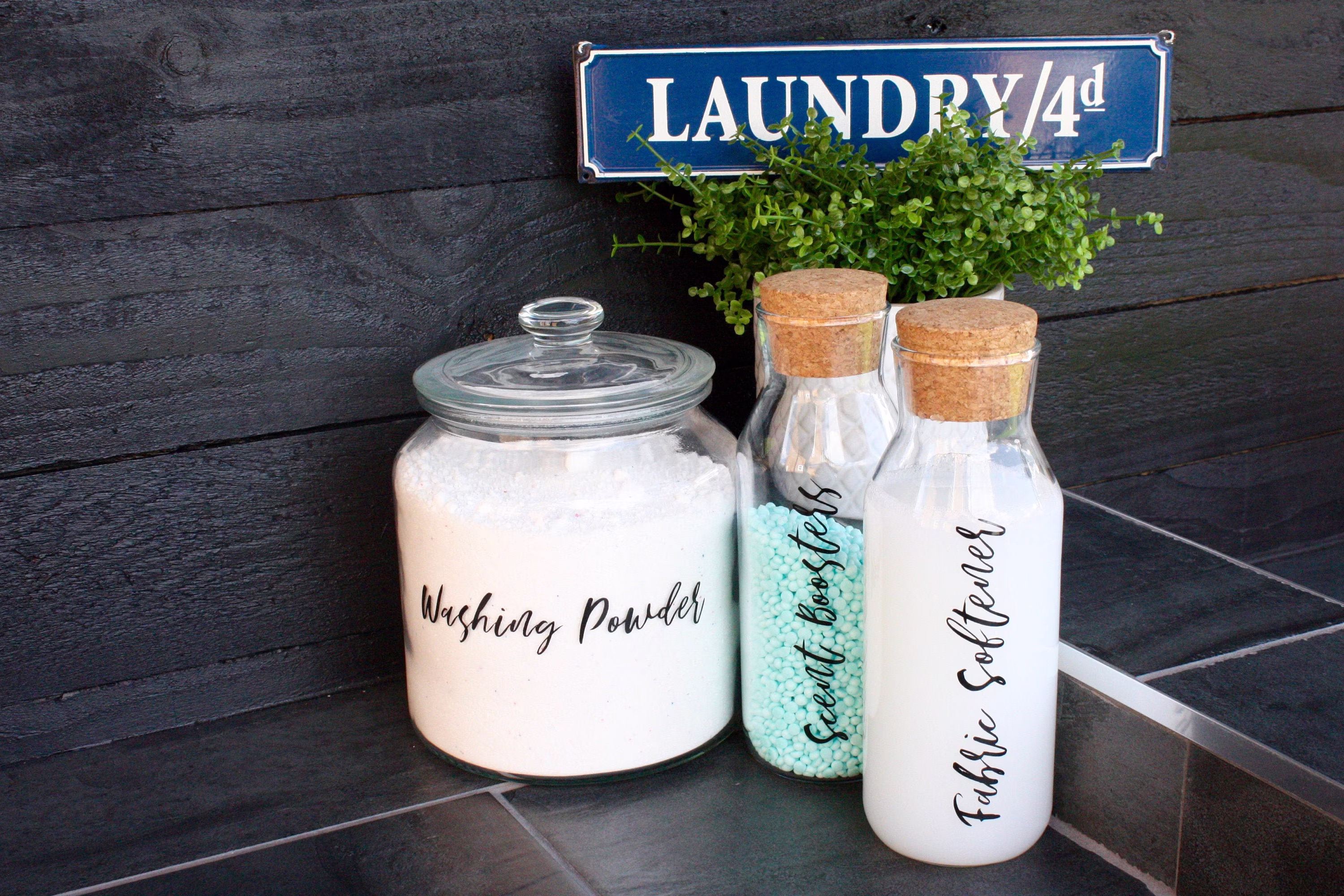 Laundry Room Labels - Utility Decals Washing Powder, Fabric Softener & More Kitchen Stickers Organisation