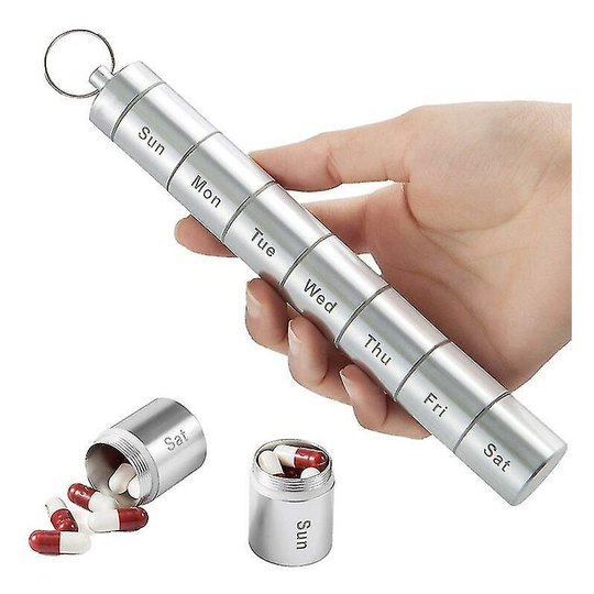 7 Day Split Metal Pill Box, Sealed and Leakproof Medicine Bottle Storage Pill Organizer,