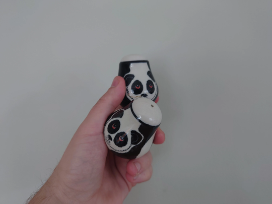 Vintage Panda Salt & Pepper Cruets Giant Shakers Ceramic Novelty Cruets Collectable Kitsch Retro 1980's Bear Salts