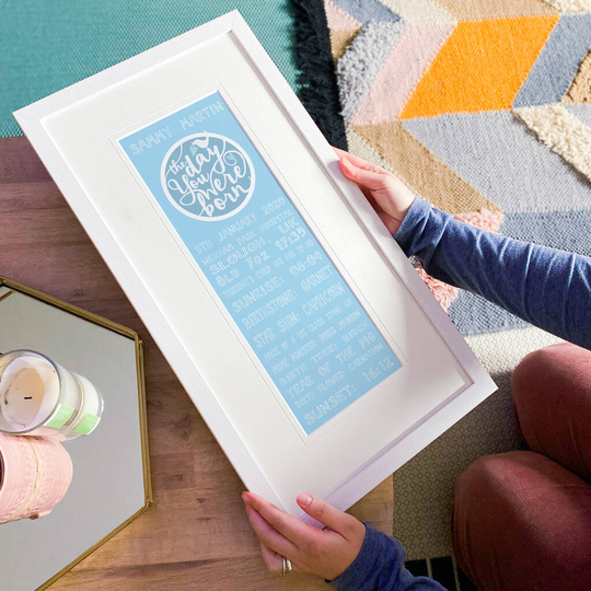 Personalised 'The Day You Were Born' Print, Dusky Pink/Pink/Powder Blue