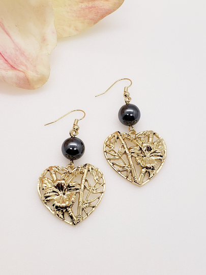 Heart Pearl Earrings - Hibiscus Bamboo Gifts For Her Mom Everyday Jewelry