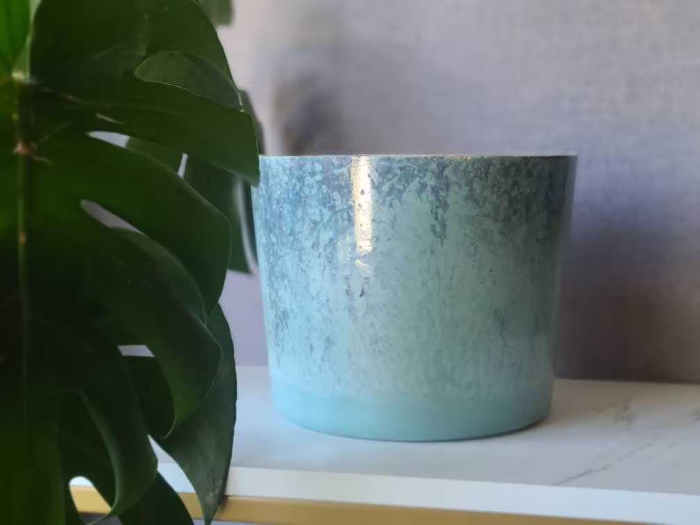 8 Inch Planter - Speckled Pot Turquoise Dark Blue House Plant Large Succulent Concrete Mermaid