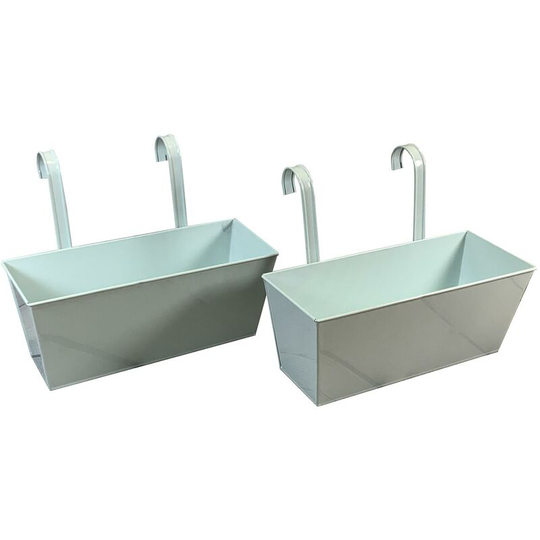 Selections - Ice White Balcony Hanging Planters (Set of 2)