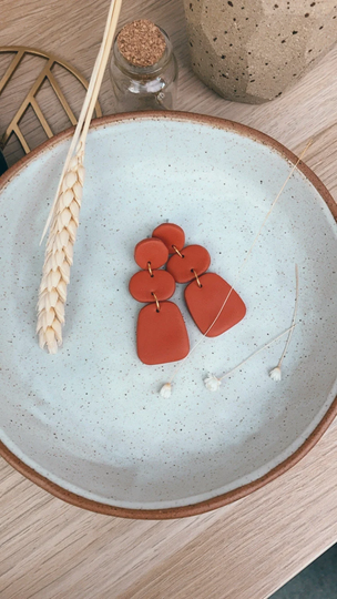 Terracotta Organic Shapes Statement Handmade Polymer Clay Earrings | Gifts For Her