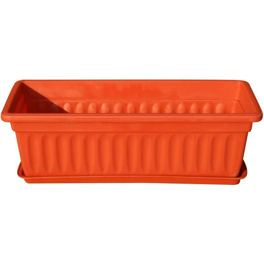 1Pcs Rectangular Window Flower Box Planter,Plastic Flower Pot Plant Container Gardening Tools for Windowsill, Garden, Balcony Brick Red 44x19x14cm