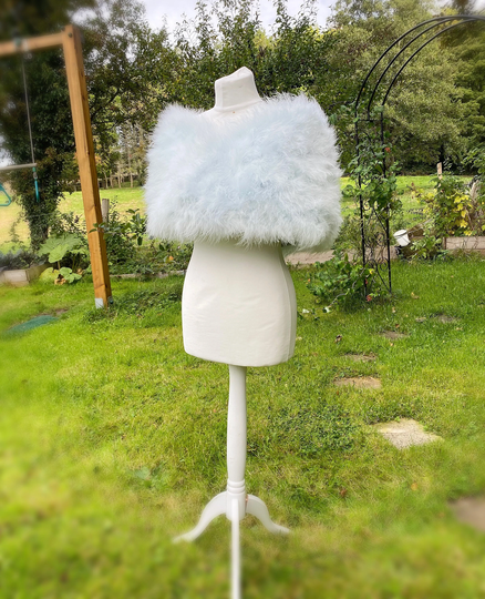 Something Blue Marabou Ostrich Feather Shawl, Powder Bridal Cover Up, Wedding Stole, Winter Wedding, Wrap, Bolero