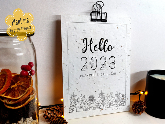 Plantable 2023 Calendar, Seed Paper, Christmas Gift Idea, Flowers, 12 Months, Hanging Planner, Recycled, Eco Friendly