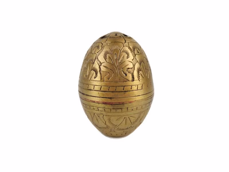 Collectible Brass Egg Salt Shaker, Engraved Shaker