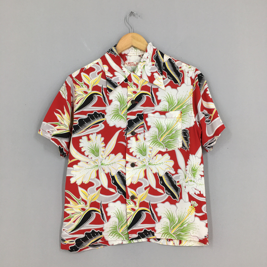Vintage Hawaiian Sun Surf Japan Rayon Shirt Xsmall 90S Floral Hibiscus Flower Honolulu Japanese Hawaii Aloha Beach Button Up Size Xs