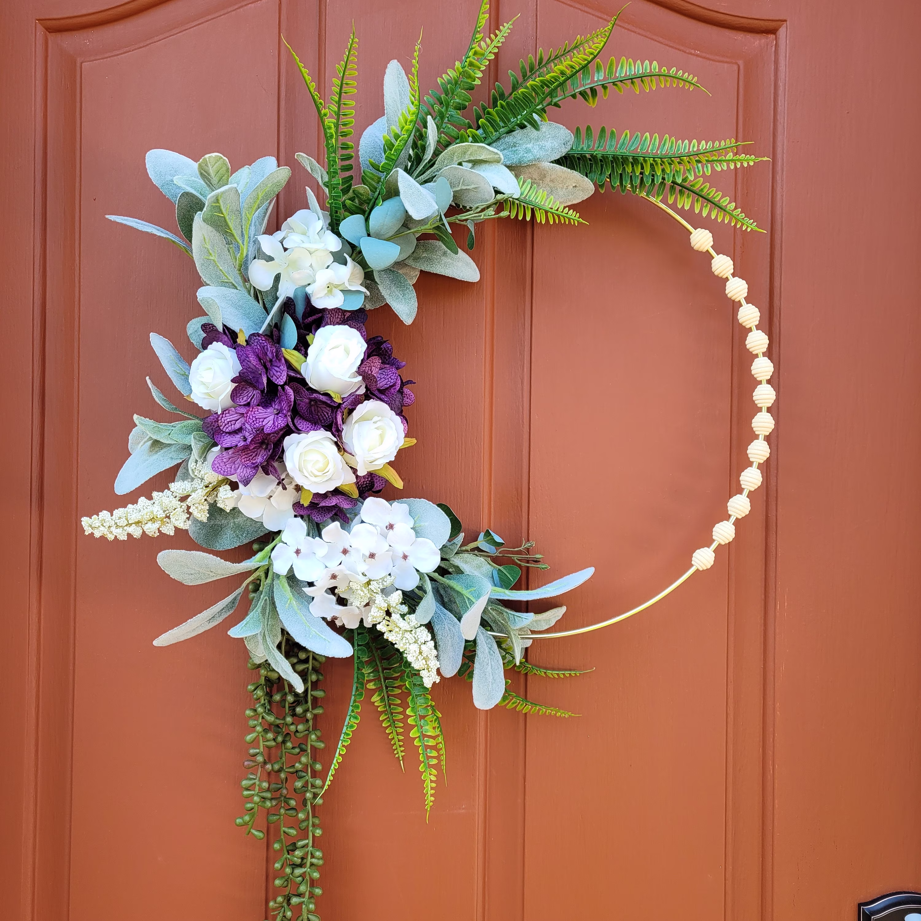 Beaded Wreath, Modern Hoop Front Door Décor, Housewarming Gift, All Seasons Wreath