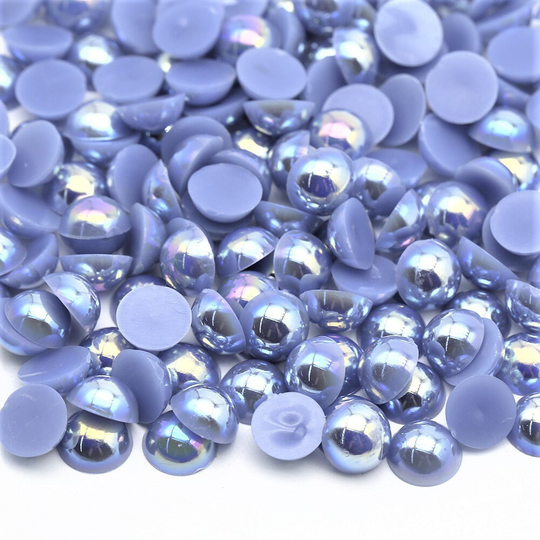 Powder Blue Ab-Flat Back Half Round Pearls-Bead Pearls-2mm-3mm-4mm-5mm-6mm-Non Hotfix
