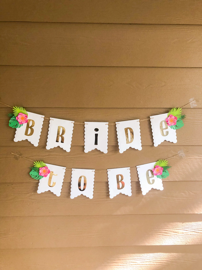 Tropical Luau Bride To Be Themed Banner, Floral Print Hawaiian Banner For Bridal Shower, Tropical Bachelorette Party