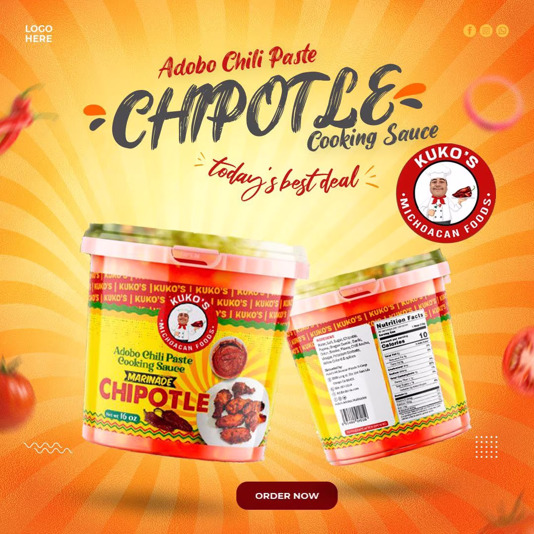Chipotle Adobo Marinade Cooking Sauce Chili Paste So Delicious. Cook With Any Meat Like Chicken Beef Seafood Pork, Vegan Vegetarian 16Oz
