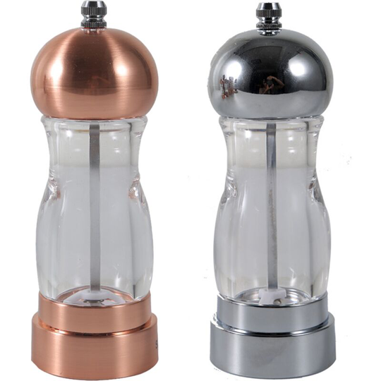 Grinder new transparent pepper grinder spice coffee manual grinder seasoning jar 1pcs six-inch silver (ordinary color box) + 1pcs gold six-inch